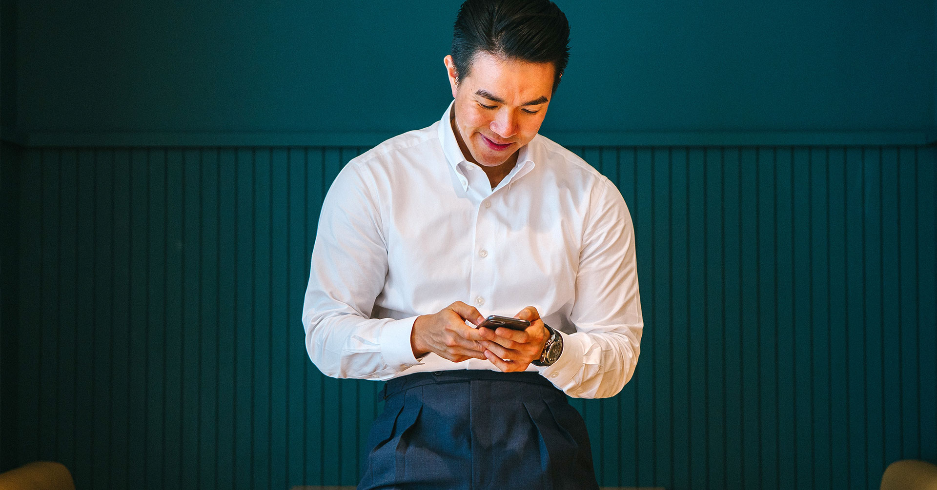 Team member with smartphone